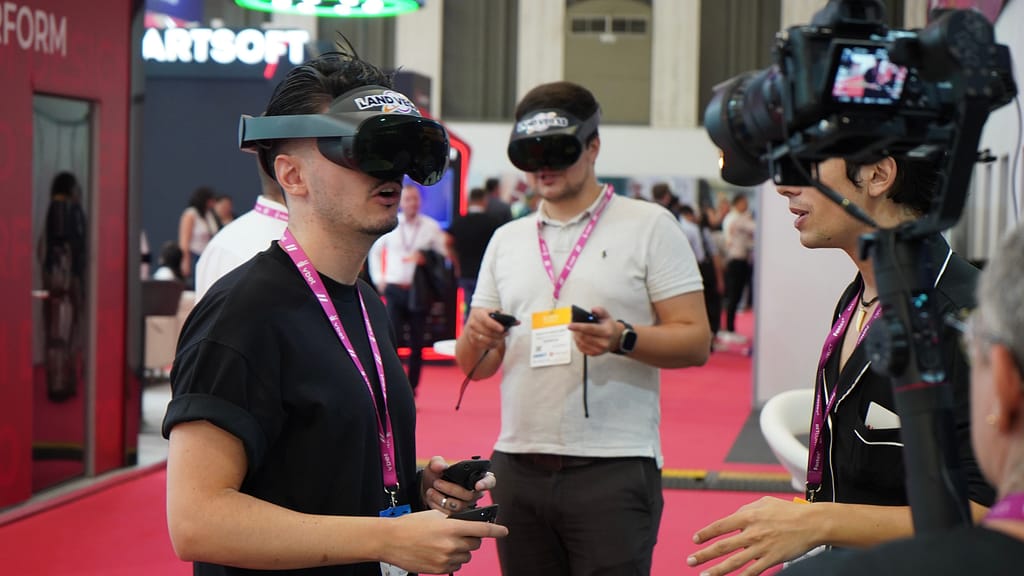 The Land Vegas booth, an attraction for executives at every gaming industry event