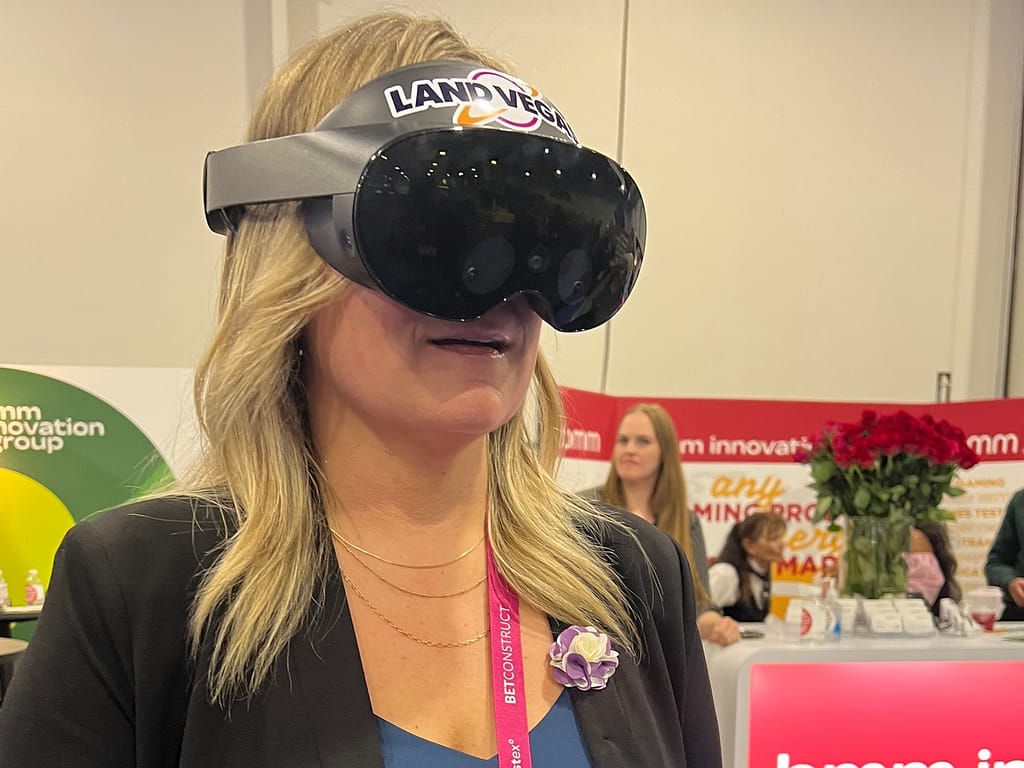 Woman using Land Vegas VR